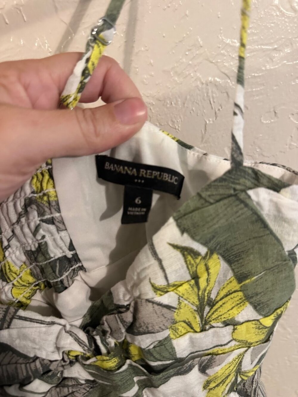 Banana Republic Linen Tropical Palm Floral Island Vacation Midi Dress - Picture 7 of 10